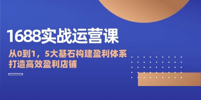 （12482期）1688实战运营课：从0到1，5大基石构建盈利体系，打造高效盈利店铺-金云网创--一切美好高质量资源，尽在金云网创！