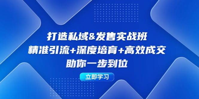 （12642期）打造私域&发售实操班：精准引流+深度培育+高效成交，助你一步到位-金云网创--一切美好高质量资源，尽在金云网创！