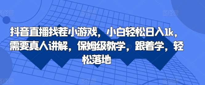 抖音直播找茬小游戏，小白轻松日入1k，需要真人讲解，保姆级教学，跟着学，轻松落地【揭秘】-金云网创--一切美好高质量资源，尽在金云网创！