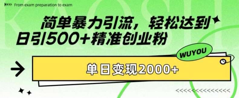 简单暴力引流，轻松达到日引500+精准创业粉，单日变现2k【揭秘】-金云网创--一切美好高质量资源，尽在金云网创！