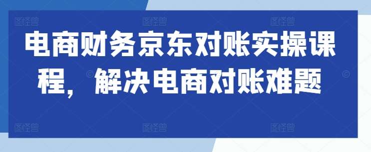 电商财务京东对账实操课程，解决电商对账难题-金云网创--一切美好高质量资源，尽在金云网创！