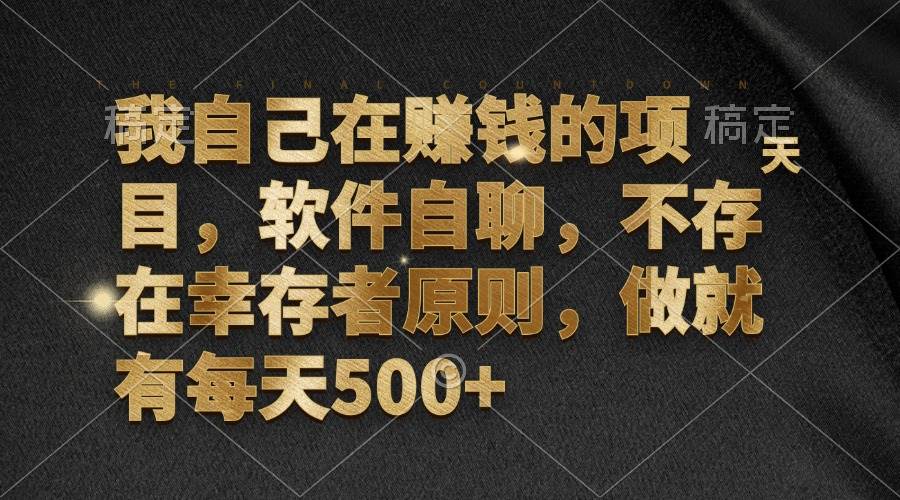 （12956期）我自己在赚钱的项目，软件自聊，不存在幸存者原则，做就有每天500+-金云网创--一切美好高质量资源，尽在金云网创！