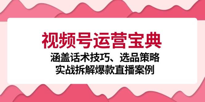 （12808期）视频号运营宝典：涵盖话术技巧、选品策略、实战拆解爆款直播案例-金云网创--一切美好高质量资源，尽在金云网创！