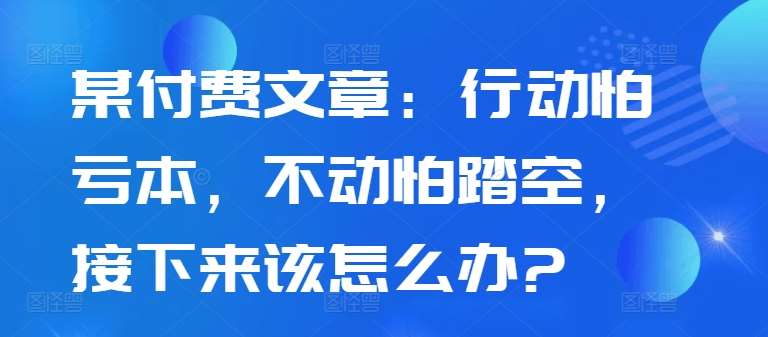 某付费文章：行动怕亏本，不动怕踏空，接下来该怎么办?-金云网创--一切美好高质量资源，尽在金云网创！