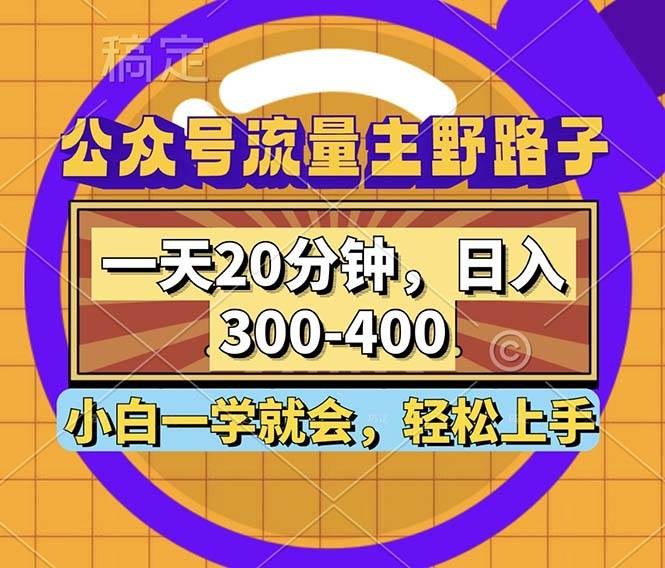 （12866期）公众号流量主野路子玩法，一天20分钟，日入300~400，小白一学就会-金云网创--一切美好高质量资源，尽在金云网创！