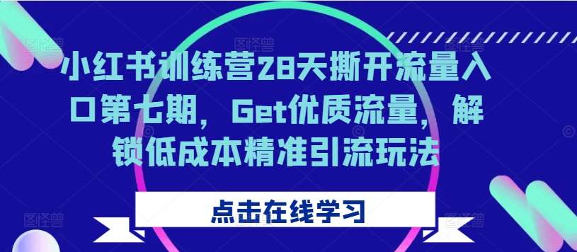 小红书训练营28天撕开流量入口第七期，Get优质流量，解锁低成本精准引流玩法-金云网创--一切美好高质量资源，尽在金云网创！