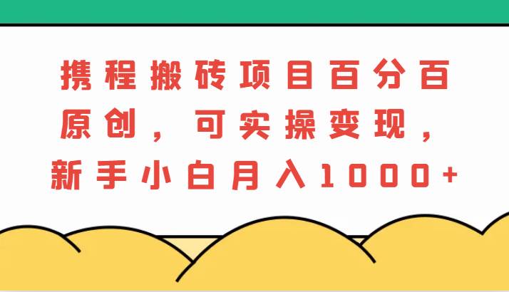 携程搬砖项目，百分百原创，可实操变现，新手小白月入1000+-金云网创--一切美好高质量资源，尽在金云网创！