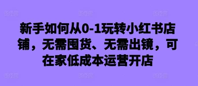 新手如何从0-1玩转小红书店铺，无需囤货、无需出镜，可在家低成本运营开店-金云网创--一切美好高质量资源，尽在金云网创！