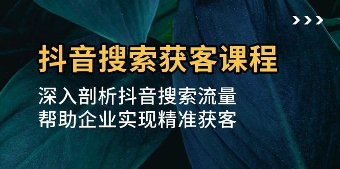 抖音搜索获客课程：深入剖析抖音搜索流量，帮助企业实现精准获客-金云网创-金云网创--一切美好高质量资源,尽在金云网创！