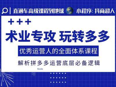 术业专攻玩转多多，优秀运营人的全面体系课程，解析拼多多运营底层必备逻辑-金云网创-金云网创--一切美好高质量资源,尽在金云网创！