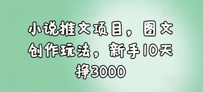 小说推文项目，图文创作玩法，新手10天挣3000-金云网创-金云网创--一切美好高质量资源,尽在金云网创！