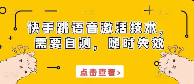 快手跳语音激活技术，需要自测，随时失效-金云网创-金云网创--一切美好高质量资源,尽在金云网创！