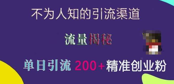 不为人知的引流渠道，流量揭秘，实测单日引流200+精准创业粉【揭秘】-金云网创-金云网创--一切美好高质量资源,尽在金云网创！