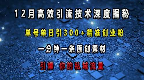 最新高效引流技术深度揭秘 ，单号单日引300+精准创业粉，一分钟一条原创素材，引爆你的私域流量-金云网创-金云网创--一切美好高质量资源,尽在金云网创！