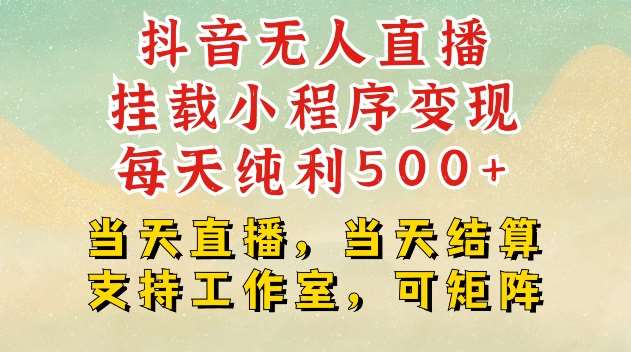 抖音无人直播挂载小程序变现每天纯利500+当天直播，当天结算支持工作室，可矩阵【揭秘】-金云网创-金云网创--一切美好高质量资源,尽在金云网创！