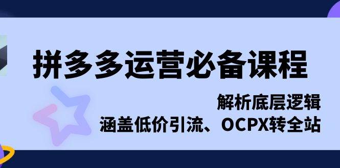 （13700期）拼多多运营必备课程，解析底层逻辑，涵盖低价引流、OCPX转全站-金云网创-金云网创--一切美好高质量资源,尽在金云网创！