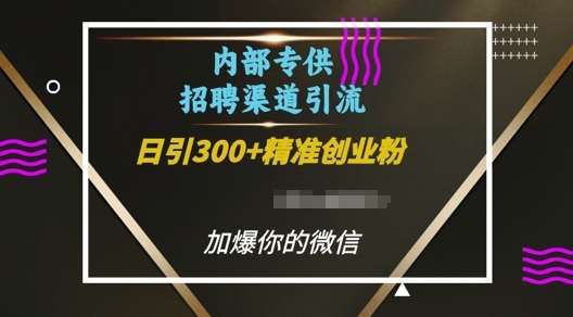 内部招聘渠道日引流300+创业粉，加爆你的微信【揭秘】-金云网创-金云网创--一切美好高质量资源,尽在金云网创！