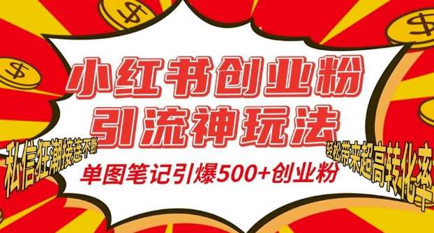 小红书创业粉引流神玩法，单图笔记引爆500+精准创业粉丝，私信狂潮接连不断-金云网创-金云网创--一切美好高质量资源,尽在金云网创！