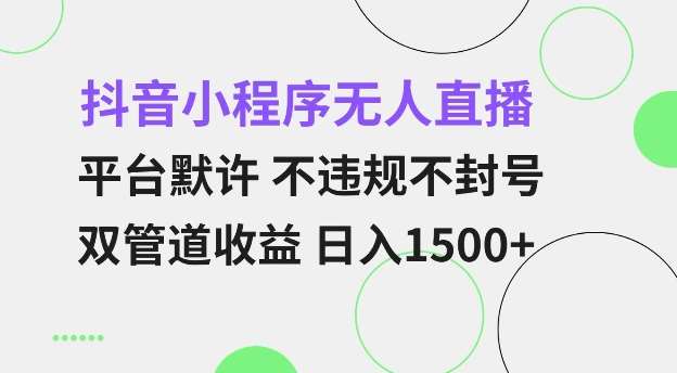 抖音小程序无人直播 平台默许 不违规不封号 双管道收益 日入多张 小白也能轻松操作【仅揭秘】-金云网创-金云网创--一切美好高质量资源,尽在金云网创！