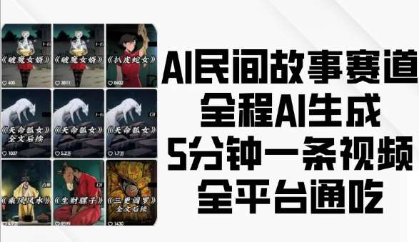 AI民间故事赛道，全程AI生成5分钟一条视频，全平台通吃-金云网创-金云网创--一切美好高质量资源,尽在金云网创！