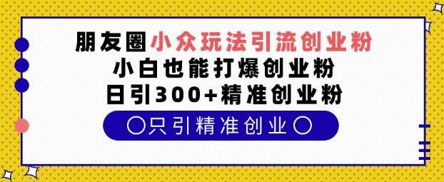 朋友圈小众玩法引流创业粉，小白也能打爆创业粉，日引300+精准创业粉【揭秘】-金云网创-金云网创--一切美好高质量资源,尽在金云网创！