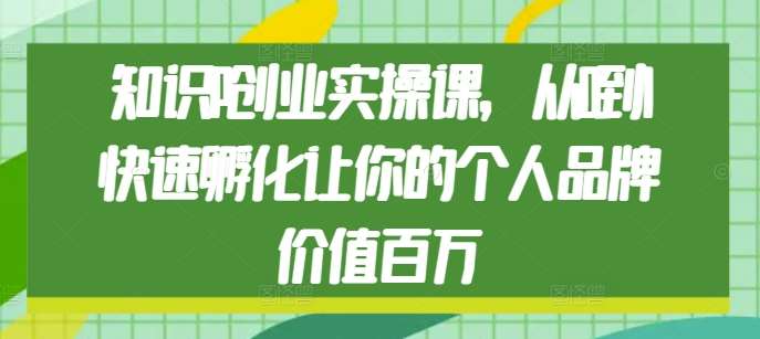 知识IP创业实操课，从0到1快速孵化让你的个人品牌价值百万-金云网创-金云网创--一切美好高质量资源,尽在金云网创！