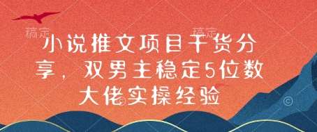 小说推文项目干货分享，双男主稳定5位数大佬实操经验-金云网创-金云网创--一切美好高质量资源,尽在金云网创！